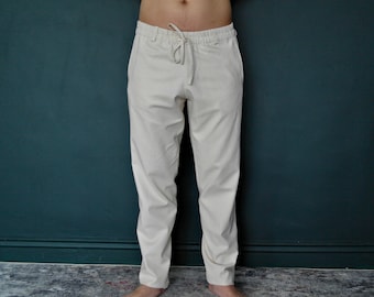 Linen pants for men, Mens linen trousers, Light pants with elastic waist, drawstring. Summer flax pants, All occasion trousers! Gift for Him