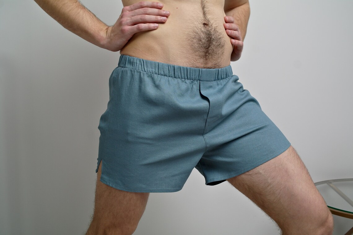 BOXER SHORTS for Men LINEN Boxers Sleep Shorts Men's Etsy