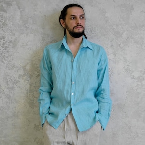 Linen Shirt Mens, Men Linen Summer shirt, Casual Linen Shirt, Button Down Shirt, Natural Linen Shirts, Gift for Him, Sustainable Mens shirt