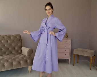 FLAX Kimono ROBE for Women, Women's Linen Robe, Robe with Bell-shaped Sleeves, Organic Flax robe, Natural Linen Loungewear, Gift for Her