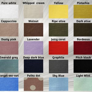 Linen fabric color palette showing available solid color options.