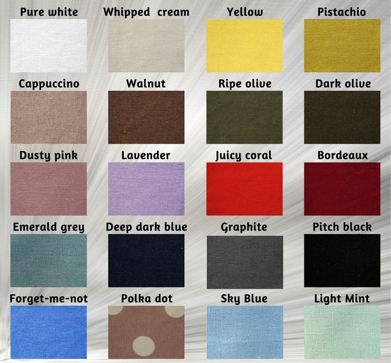 Linen fabric color palette showing available solid color options.