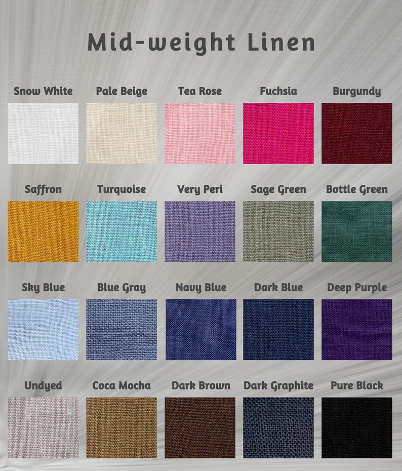 Linen fabric color palette showing available solid color options.