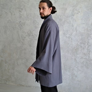 Men's Linen Jacket, JAPANESE Linen Cardigan for Men, Linen Men's Coat, Men Linen Robe, Organic Flax Jacket, Gift for Him image 8