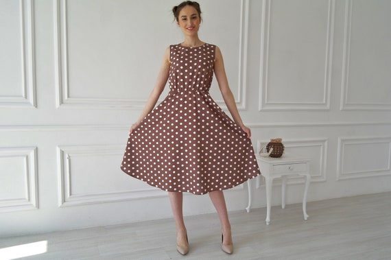 Half Circle linen dress, linen dress women, Elegant linen dress, Handmade linen dress, Polka dot dress, Midi linen dress, Soft linen dress