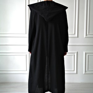 Mens linen robe, Linen robe for men, Hooded black robe, Black Hoodie, Male bathrobe, Linen robe, Men's bathrobe, Gown for Men, Gift for him image 4