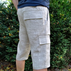 Men&#39;s linen shorts, EXTRA SUSTAINABLE shorts, Linen Shorts men, Wild Grey undyed shorts, Organic Flax shorts, Linen shorts with big pockets