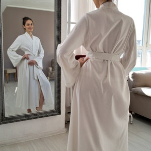 WOMEN LINEN ROBE, Maxi Bathrobe, Linen Robe Women, Wrap Dress, Linen Kimono Dress, Flax robe, Bridesmaid's Robe, Wedding Robe, Gift for Her image 10