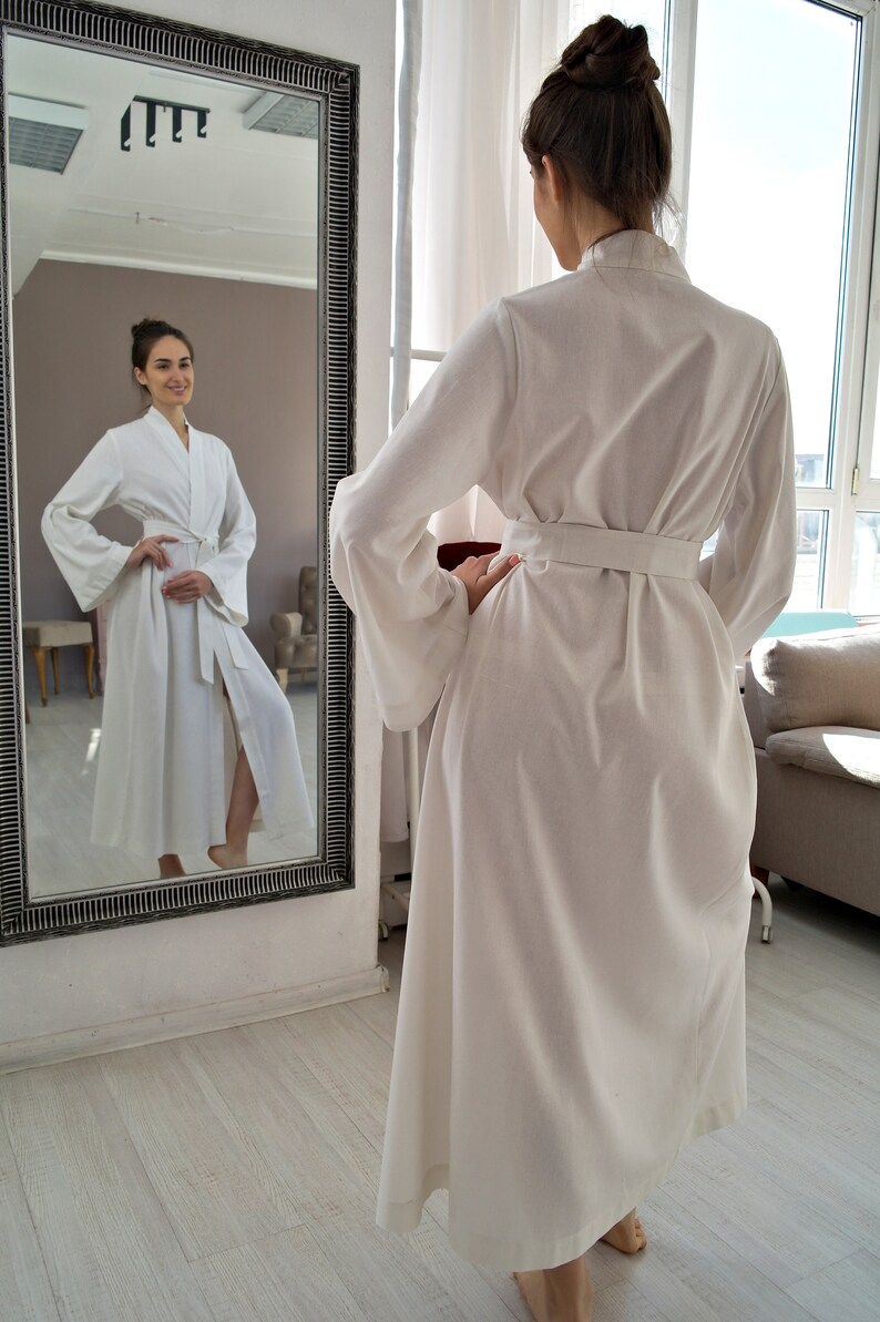 WOMEN LINEN ROBE, Maxi Bathrobe, Linen Robe Women, Wrap Dress, Linen Kimono Dress, Flax robe, Bridesmaid's Robe, Wedding Robe, Gift for Her image 10