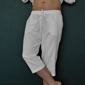Long Roll-up Shorts for men, Men Linen Shorts. Soft Linen, Light shorts with elastic waist and drawstring. Summer flax shorts. Gift for HIM!