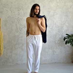 ORGANIC LINEN PANTS for men, Linen Wedding pants, Bestman pants, Linen trousers, Man organic pants, Natural flax trousers, Beach party pants