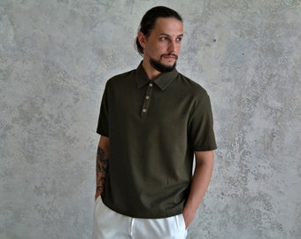 POLO Men's Linen Shirt, Linen Polo tshirt, Linen t-shirt for men, Organic Flax t-shirt, Linen Men's T-shirt, Summer shirt, Linen Basic shirt