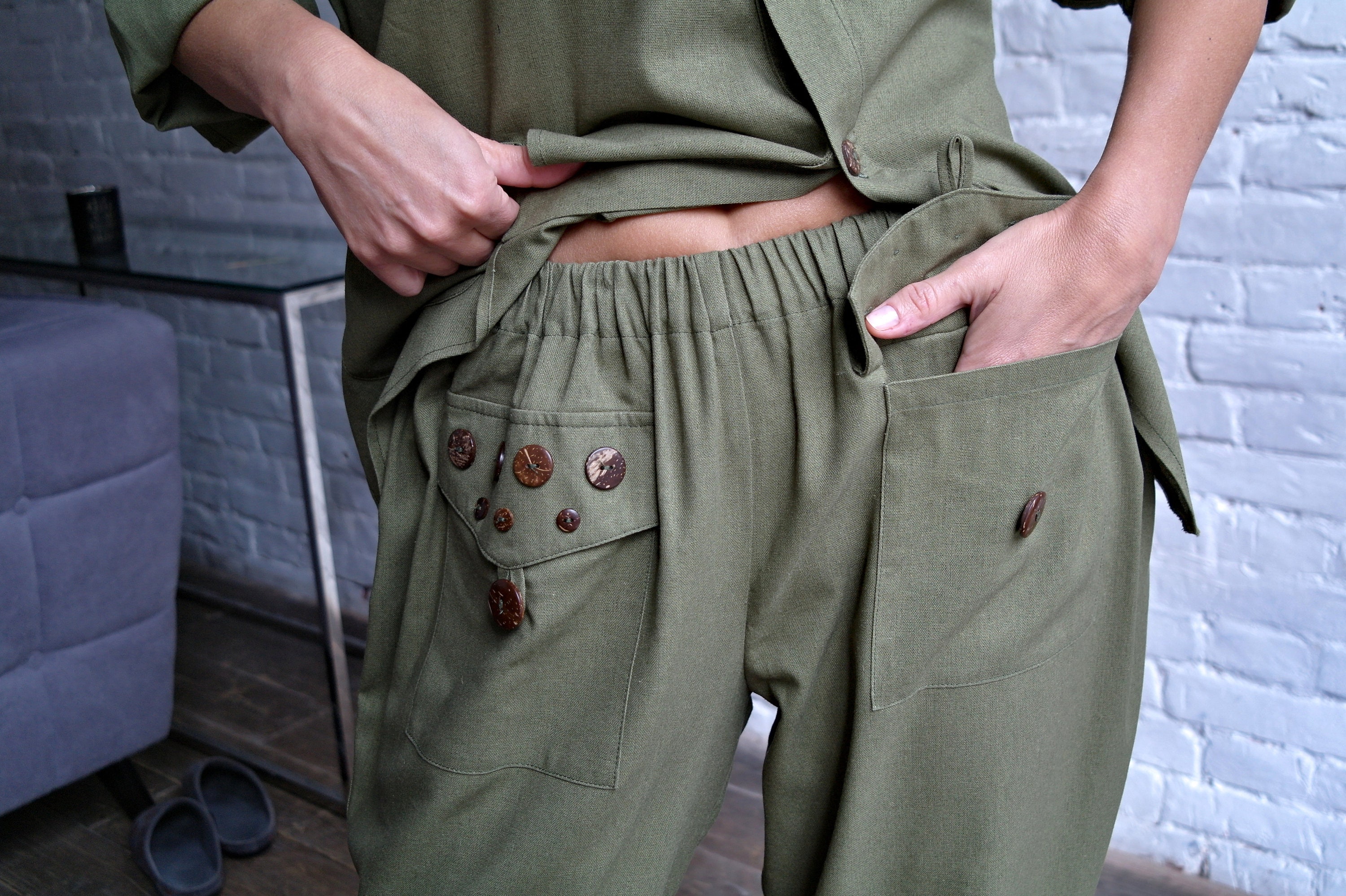 【I AM MARI】Washia Linen S/S T Blouse Wide Slacks Set Amazon.com: Kaei&Shi Casual Linen Two Piece Set Women,Sexy