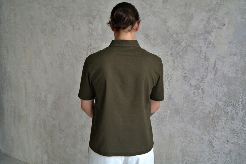 POLO Men's Linen Shirt, Linen Polo tshirt, Linen t-shirt for men, Organic Flax t-shirt, Linen Men's T-shirt, Summer shirt, Linen Basic shirt image 4