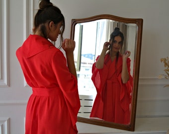 Szlafrok lniany damski, szlafrok kimono, ręcznie robiony szlafrok lniany, lniana odzież domowa, japoński szlafrok kimono, długi szlafrok lniany, organiczny szlafrok lniany, prezent dla niej