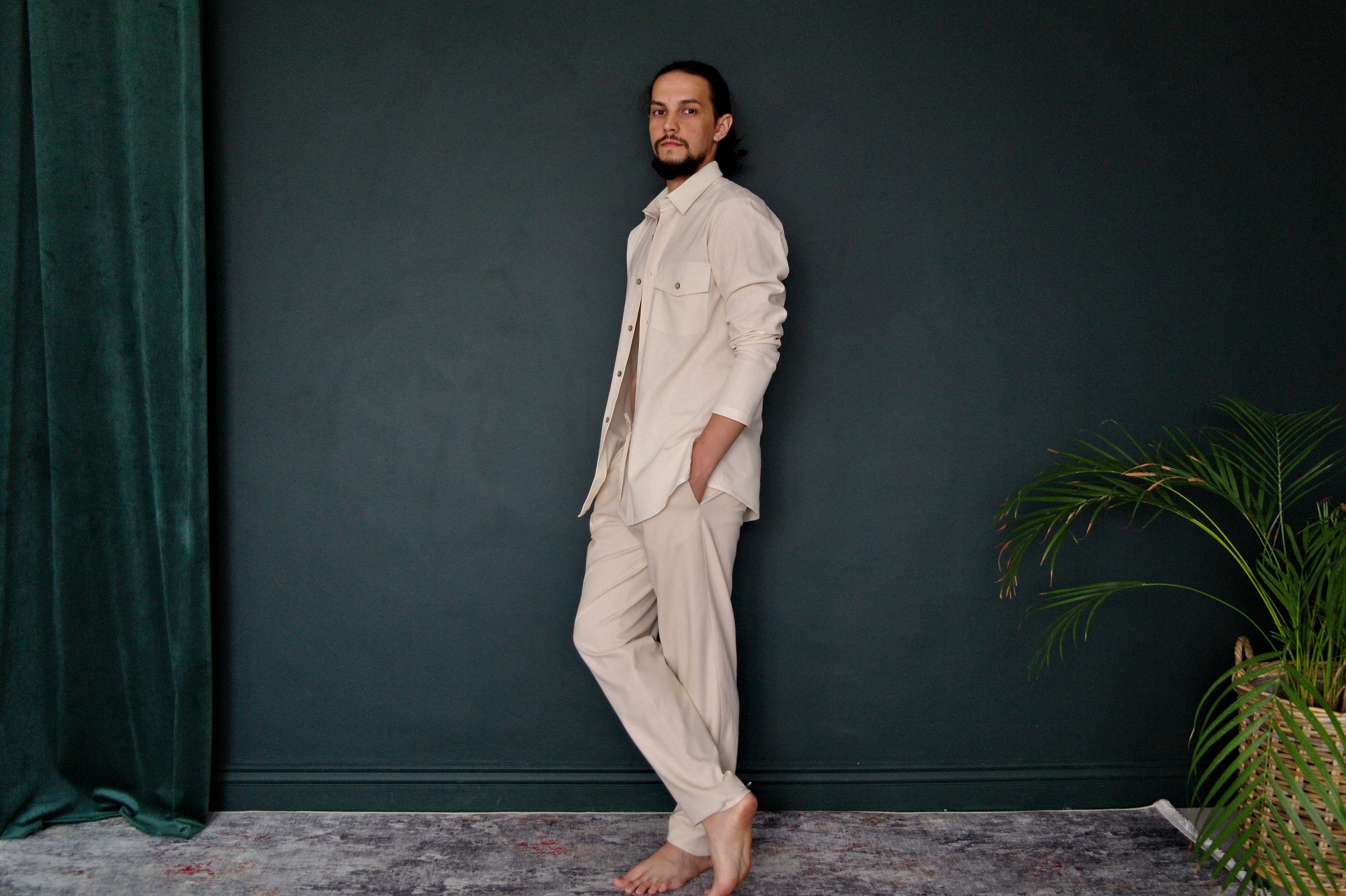 Superdry Pantalon En Lin Avec Cordon De Serrage Gris - Store