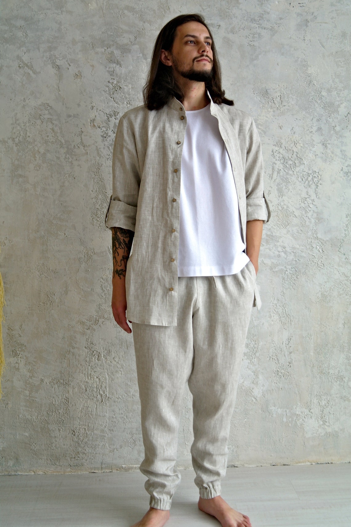 UNDYED LINEN pants for Men Men's pants linen Sustainable Etsy España