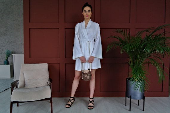 Linen Wrap Dress, Linen Kimono Dress, Natural Linen Dress, Organic Flax  Dress, Short Linen Robe, White Linen Dress, Linen Robe for Women - Etsy