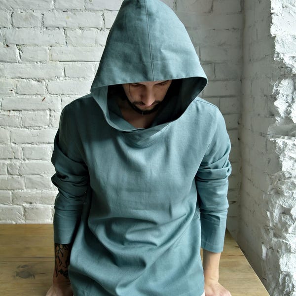 Moletom masculino de linho, Blusa de moletom de linho, Roupa de descanso de linho, Camisa masculina, Camisa para homens, Camisa de linho, Moletom com capuz de linho, Presente para ele, Camisa de linho orgânico