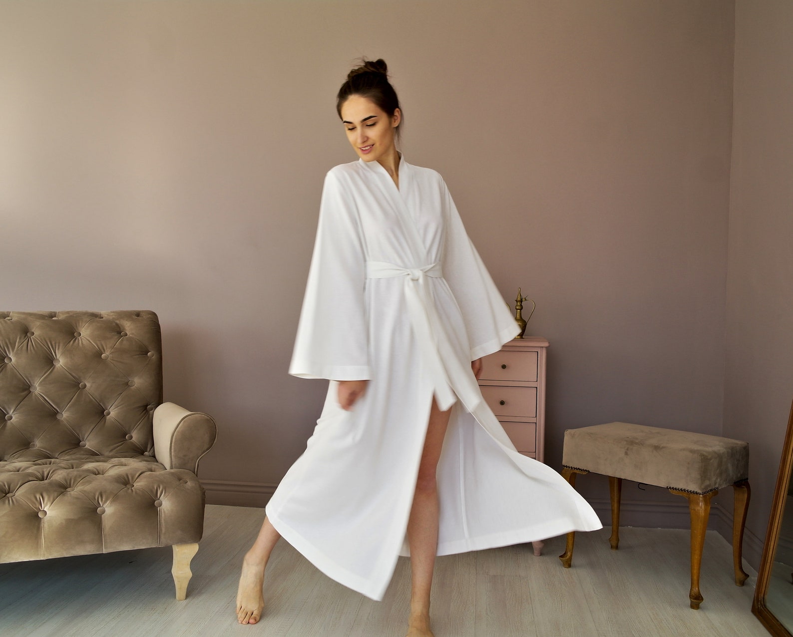 WOMEN LINEN ROBE Maxi Bathrobe Linen Robe Women Wrap Dress Etsy