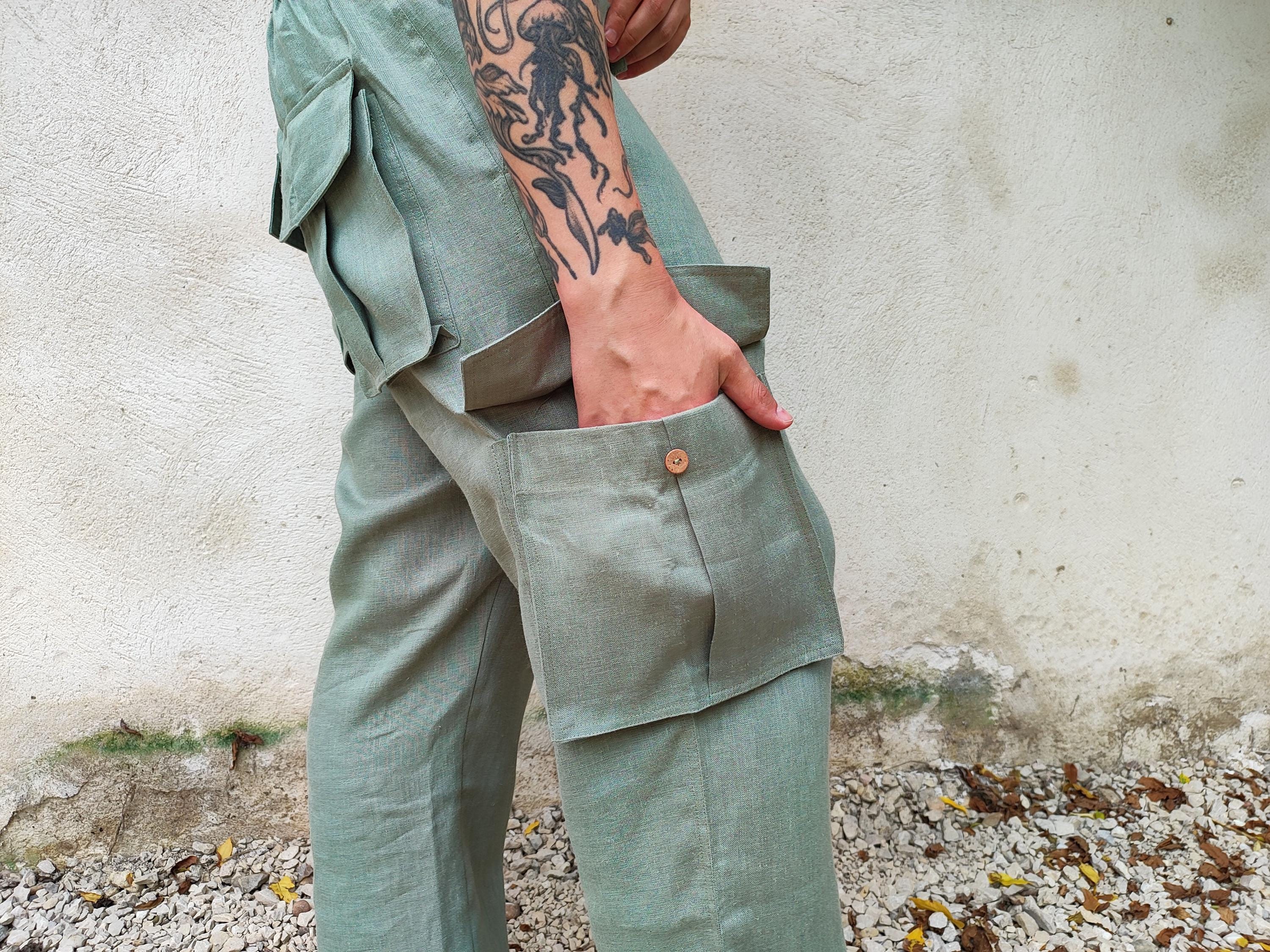thumbnail image 2 of Men's Army Cargo Pants – Many Pockets, Elastic Waist, Sizes S To 7XL, Spaß Kostet Brand, BLANK Style 2 of 2