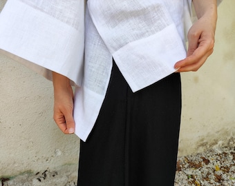 Linen Blouse, BOHO Linen Women's Shirt, White Shirt, Pure Natural Shirt, Extra Loose Linen Shirt, 100% Organic Flax Shirt, Linen Loose Shirt