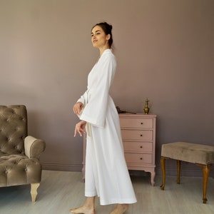 WOMEN LINEN ROBE, Maxi Bathrobe, Linen Robe Women, Wrap Dress, Linen Kimono Dress, Flax robe, Bridesmaid's Robe, Wedding Robe, Gift for Her image 2