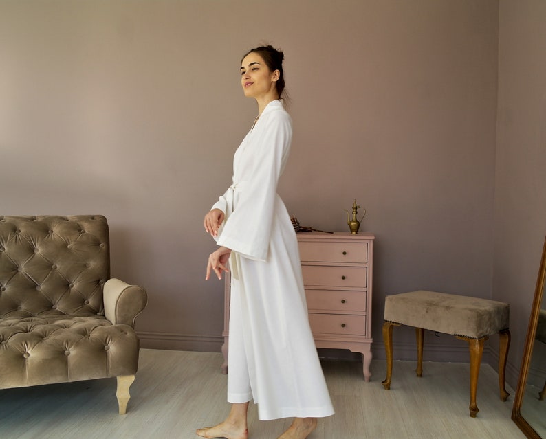 WOMEN LINEN ROBE, Maxi Bathrobe, Linen Robe Women, Wrap Dress, Linen Kimono Dress, Flax robe, Bridesmaid's Robe, Wedding Robe, Gift for Her image 2