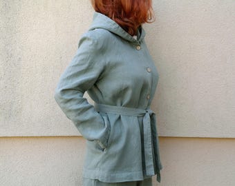 LINEN Hoodie Women's, Linen Hooded Jacket, Flax Hooded Shirt, Womens Hoodie, Casual Linen Hoodie, Natural Linen Shirt, Organic Flax Jacket