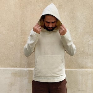 MEN LINEN HOODIE, Soft Linen sweatshirt, Natural Linen loungewear, Handmade Man Shirt, Organic Linen shirt, Linen Hoodie, Organic Flax shirt