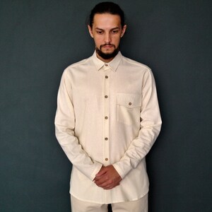 LINEN MENS SUIT: button down shirt, tapered linen pants. Beach Party Suit, Linen Suit for Men, Linen Men's Shirt&Pants, Natural Flax Suit image 4