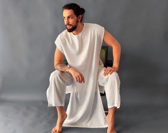 Men's Linen Beachwear, Mens Summer Suit, Vacation Linen wear, Men's Lounge Set, Men's Light Linen set, White Linen Suit, Linen Trouser Suit