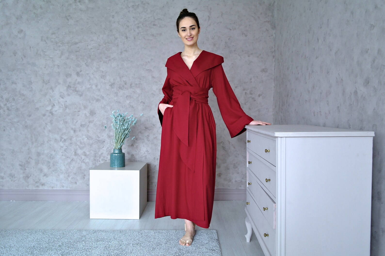 WOMEN'S Robe Linen Robe Long Linen Robe Kimono Robe Etsy