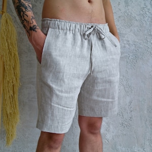 MEN&#39;S LINEN SHORTS, Undyed linen shorts, Mid-weight linen Shorts for men, Summer shorts, Mans organic clothes, Beach shorts, Basic shorts