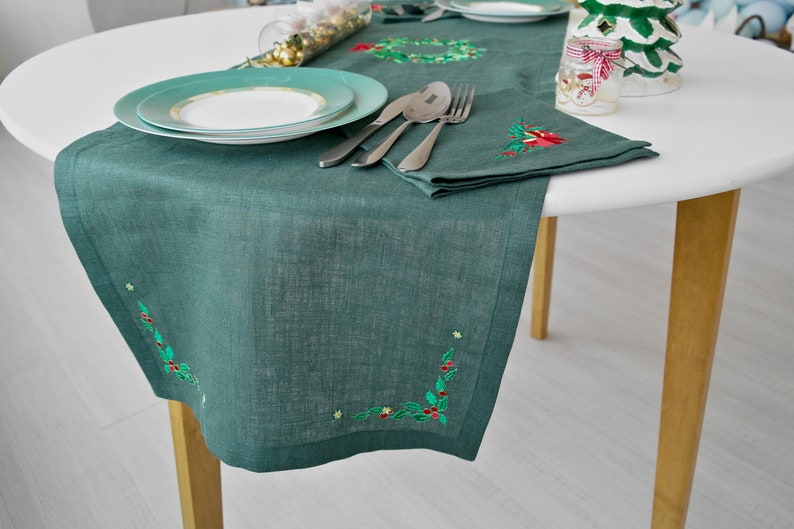 Linen Table Runner, 15 COLORS, Handmade Table Runner, Housewarming Gift, Table linen decor, Natural table linens, Perfect Christmas Gift image 9