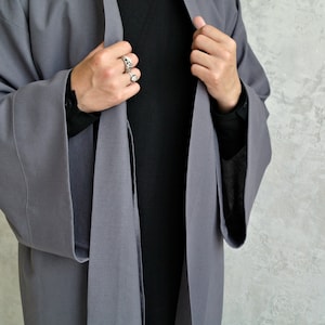 Men's Linen Jacket, JAPANESE Linen Cardigan for Men, Linen Men's Coat, Men Linen Robe, Organic Flax Jacket, Gift for Him image 3