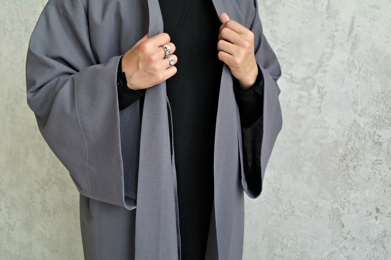 Men's Linen Jacket, JAPANESE Linen Cardigan for Men, Linen Men's Coat, Men Linen Robe, Organic Flax Jacket, Gift for Him image 3