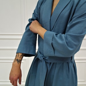 HANDMADE LINEN ROBE for men, Natural linen lounge wear, Men's Flax Robe, Men linen robe, Handmade bathrobe, Men's robe, Gift for Him