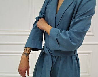 HANDMADE LINEN ROBE for men, Natural linen lounge wear, Men's Flax Robe, Men linen robe, Handmade bathrobe, Men's robe, Gift for Him