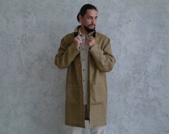 MEN'S LINEN COAT, Linen Trench for Men, Mid-weight Linen Overcoat Men, Men's Linen Jacket, Linen Cardigan, Organic Flax Jacket, Gift for Men