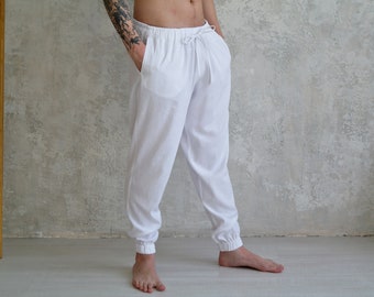 Casual LINEN PANTS for men, Men's linen pants, Linen Loose pants, Organic flax pants, Yoga pants men. Gift for Him! Organic linen pants