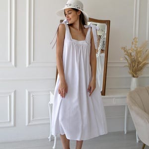 WHITE linen sundress, backless sundress, wide strap slip dress, linen dress, linen dresses for women, open back dress, perfect summer dress