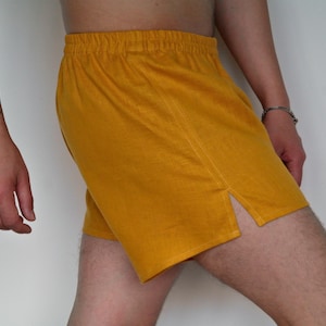 Men's Saffron Linen Boxer Shorts Midweight Breathable Sleep and Lounge Underwear Pair