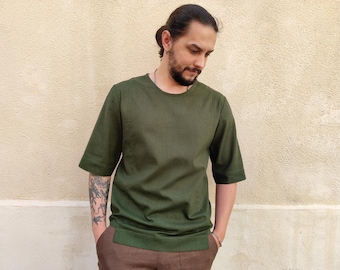 Herren Leinen-T-Shirt, Leinen-T-Shirts für Männer, Natürliches Flachs-T-Shirt, Leichtes Leinen-T-Shirt, Weiches Leinenhemd Männer, Bio-Herrenhemd, Grundlegendes Hemd