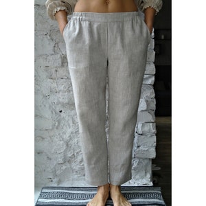 Women's UNDYED PURE LINEN Pants, Mid-weight Linen pants women, Women Linen pants, Organic Flax pants, Casual linen pants, Summer linen pants
