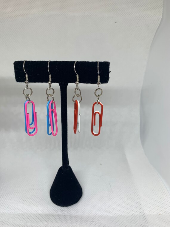 Colorful Paper Clip Earrings | Etsy