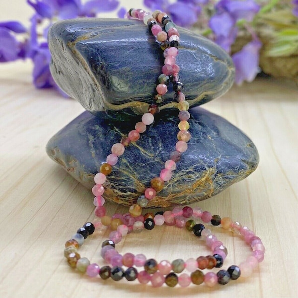 Collier en Perles Naturelles Tourmaline Rose -  Ras de cou