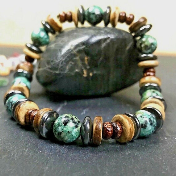Bracelet De Perles Sur Mesure - Howlite Blanche, Hématite Carrée, Turquoise - Style Bohème, Mixte