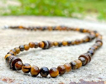 Collana Etnica In Perline Di Guscio Di Cocco Marrone, Girocollo Vintage Boho, Lunghezza Circa 28,5 Cm, Per Look Spiaggia O Città