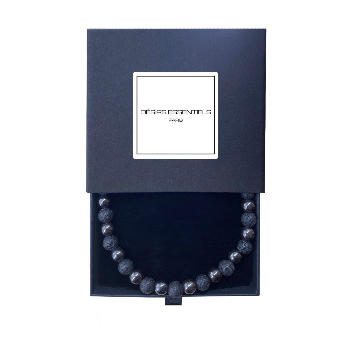 Collier Pierres Naturelles Lave Et Hématite - Homme Femme, Idéal Cadeau Chakra